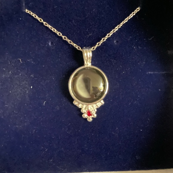 January Birthday Moon Glow Necklace w/Red Stone - Picture 2 of 3